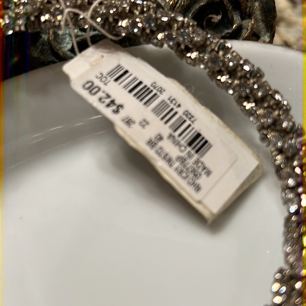 Silver Rhinestone Bangle Bracelet - Picture 4 of 5